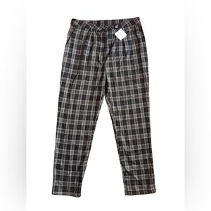 Plaid Relaxed Trousers in Black & Gray - Women's Comfortable Tailored Fit